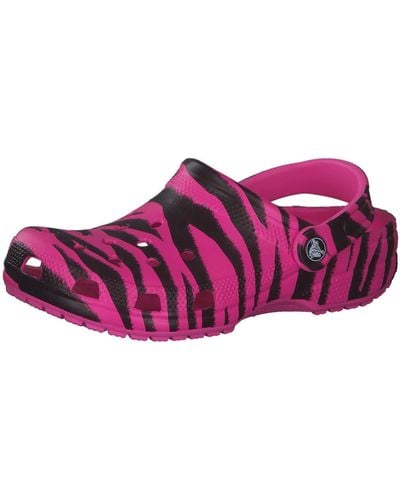 Crocs™ Adult Classic Animal Print Clogs | Zebra And Leopard Shoes - Purple