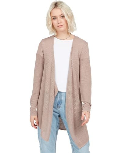 Volcom Go Wrap Open Front Cardigan Sweater - Natural