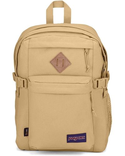 Jansport Main Campus Fx Backpack - Travel, Or Work Bookbag W 15-inch Laptop Pack With Leather Trims, Curry - Natural