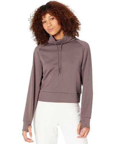 Juicy Couture Womens Jacquard Quilted Crop Pullover Shirt - Purple