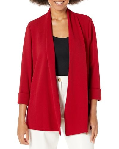 Kasper Womens Cardigan Jacket-fire Red Business Casual Blazer