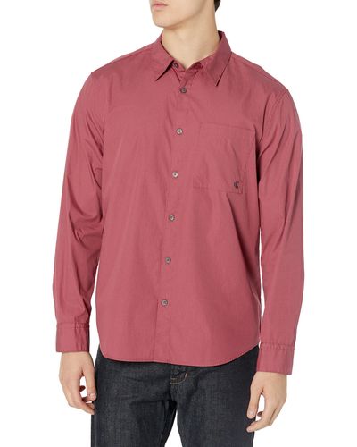 Calvin Klein Solid Pocket Button-down Easy Shirt - Red