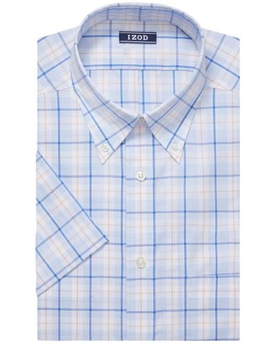 Izod Dress Shirt Regular Fit Short Sleeve Stretch - Blue