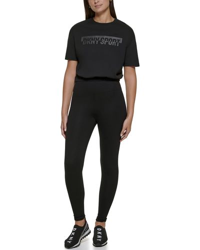 DKNY Drop Out Logo Tee Cropped - Black