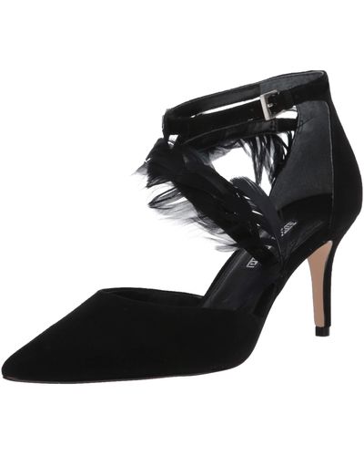 Charles David Attract Ankle-strap Feather Pumps - Black