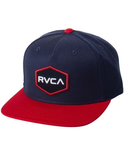 RVCA Adjustable Straight Brim Snapback Hat/new Navy - Blue