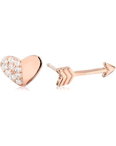 Amazon Essentials 14k Rose Gold Over Sterling Silver Cubic Zirconia Heart And Arrow Demi Fine Earrings - Black