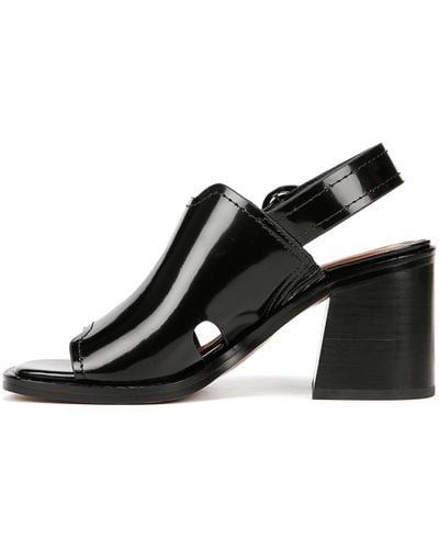 Franco Sarto S Amy Slingback Block Heel Peep Toe Sandal Black Leather 10 M
