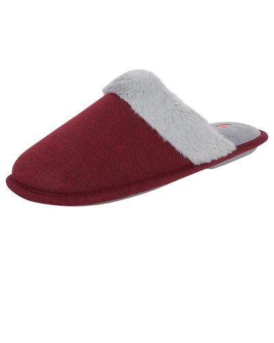 Hanes Womens Superior Comfort Cotton On Scuff With Memory Foam And Anti-skid Sole Slipper - Red
