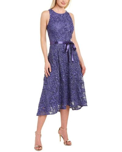 Tahari embroidered floral ribbon dress 2025