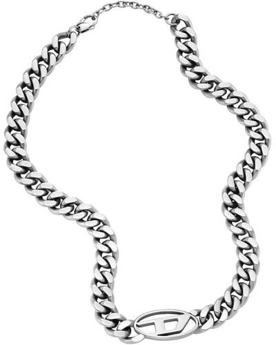 DIESEL All-gender Stainless Steel Chain Choker Necklace - Metallic