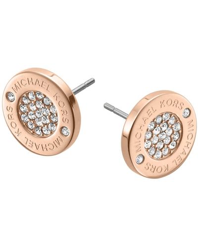 Michael Kors Stainless Steel And Pavé Crystal Mk Logo Stud Earrings For - Metallic