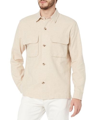 Vince S Linen Melange Overshirt Shirt - Natural