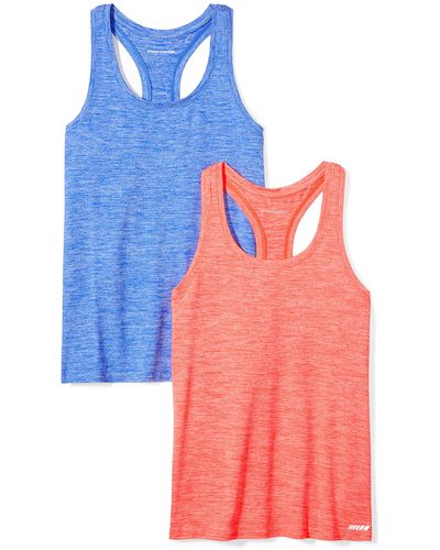 Amazon Essentials 2-Pack Tech Stretch Racerback Tank Top Athletic-Shirts - Azul