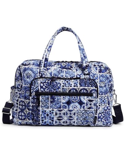 Vera Bradley Cotton Weekender Travel Bag - Blue