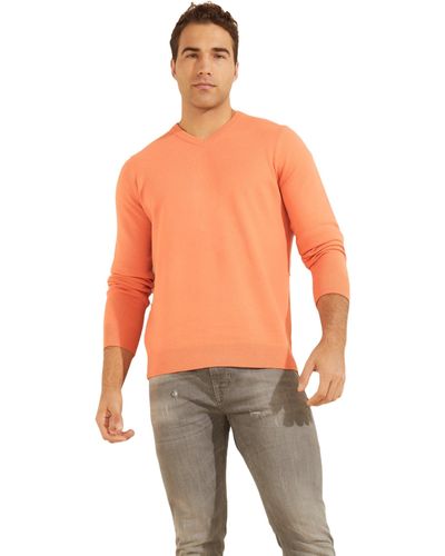 Guess Esentials Long Sleeve Jerrsey Stitch Liam V-neck - Red