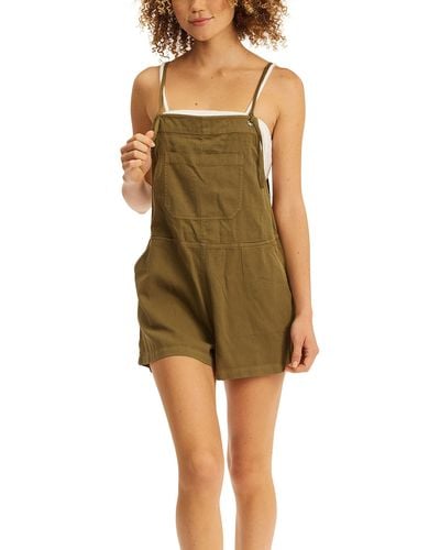 Billabong Womens Out N About Overall Casual Shorts - Green