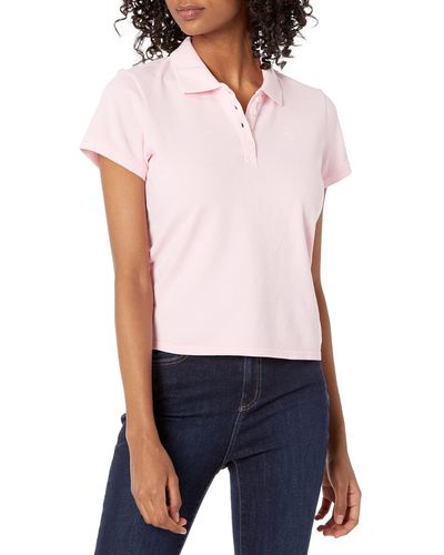 Guess Essential Short Sleeve Logo Pique Polo - Pink