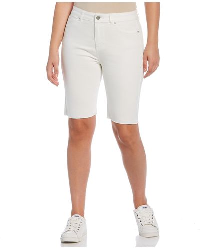 Rafaella High Rise Cut-off Bermuda Shorts - White