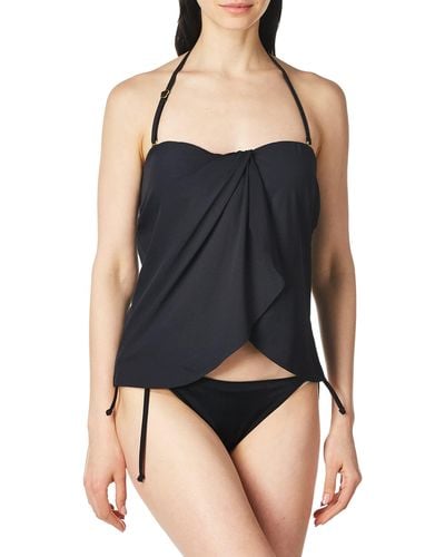 Vince Camuto Standard Draped Bandini Top Swimsuit With Removable Straps - Black
