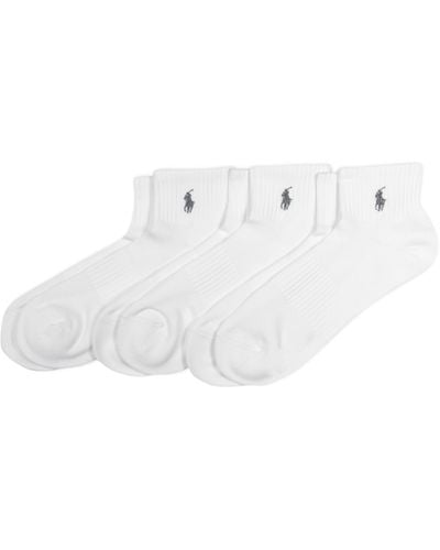 Polo Ralph Lauren Tech Athletic Quarter Ankle Sock 3 Pair Pack - White