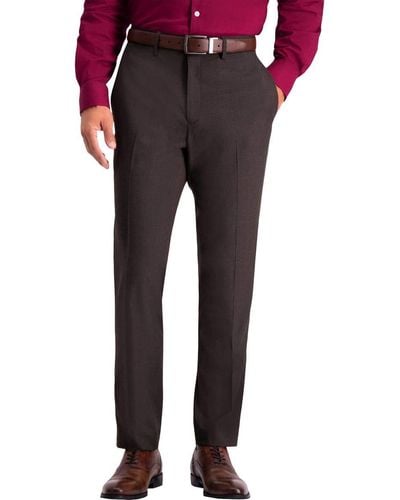 Kenneth Cole Reaction Mens Premium Stretch Texture Weave Slim Fit Dress Pants - Brown