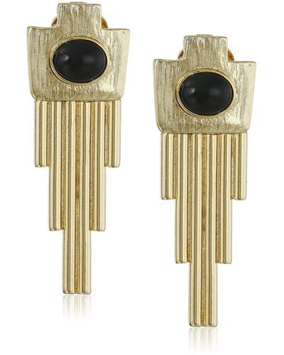 Ben-Amun Deco Pendant Clip-on Earrings - Metallic