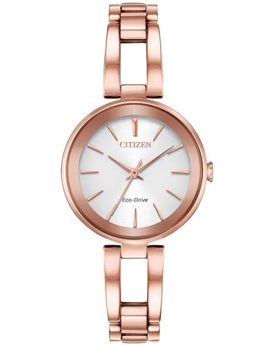 Citizen Eco-drive Modern Axiom Bangle Watch In Rose Gold Stainless Steel - Metallic