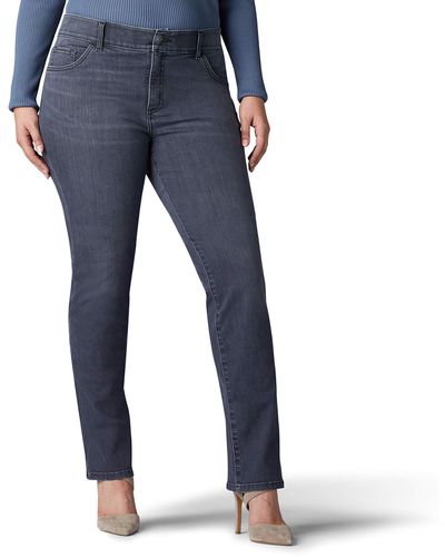Lee Jeans Plus Size Ultra Lux Comfort With Flex Motion Straight Leg Jean Charcoal Gray 22w Long - Blue