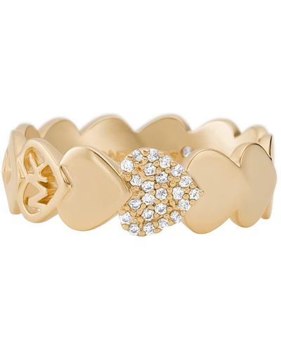 Michael Kors Brass And Pavé Crystal Heart Band Ring For - Natural