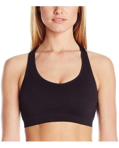 Hanes Seamless Racerback Moderate-support Sports Bra With Cooldri Moisture-wicking - Black