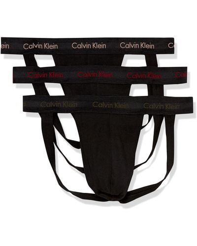 Calvin Klein Cotton Stretch 3-pack Jock Strap - Black