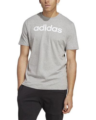 adidas Size Essentials Single Jersey Linear Embroidered Logo T-shirt - Gray