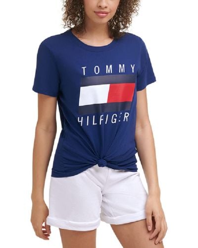 Tommy Hilfiger Womens Performance Graphic T-shirt T Shirt - Blue