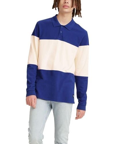 Levi's Long Sleeve Blocked Polo Shirt - Blue