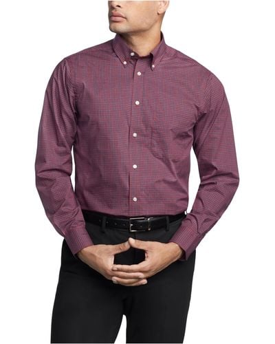 Izod Dress Shirt Regular Fit Stretch Check - Purple