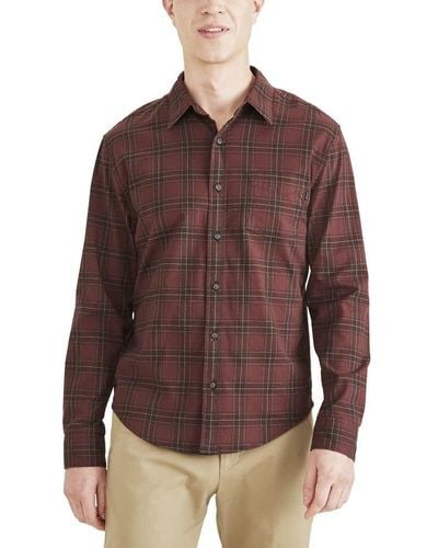 Dockers Fit Long Sleeve Casual Shirt - Brown