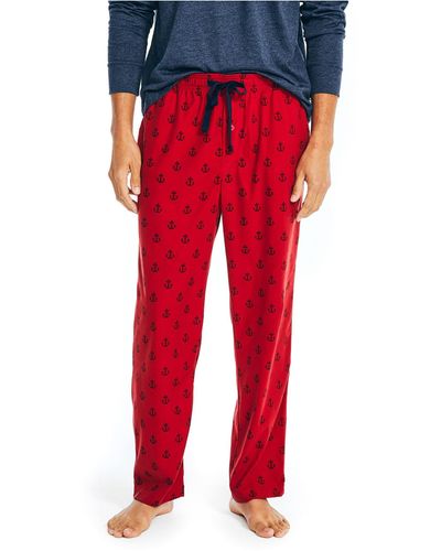 Nautica Sustainably Crafted Printed Fleece Sleep Pant - Red