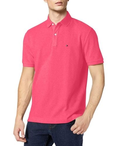 Tommy Hilfiger Regular Short Sleeve Cotton Pique Polo Shirt In Classic Fit - Red