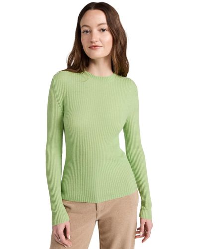 Vince S Slim Ribbed Crew - Green