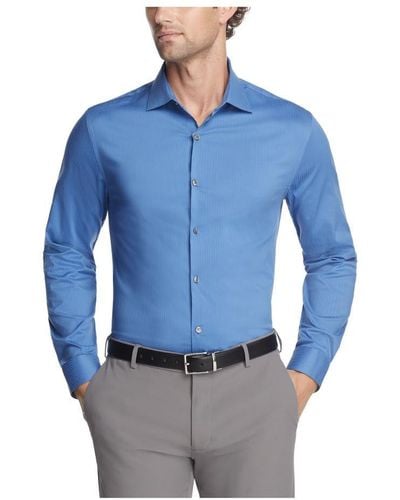 Kenneth Cole Dress Shirt Slim Fit Techni-cole Stretch - Blue