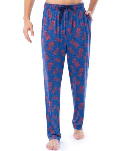 Izod Poly-spandex Sueded Jersey Knit Pajama Sleep Pants - Blue