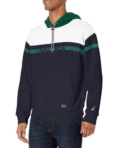 Nautica Sustainably Crafted Chest-stripe Hoodie - Blue