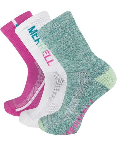 Merrell Men's And -women's Recycled Lightweight Cushion Crew Socks-3 Pair Pack-repreve Hiking Arch Support - Blue