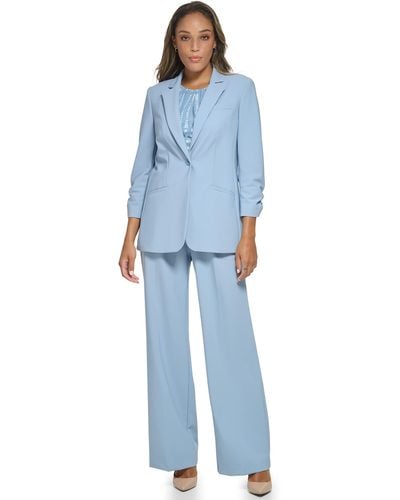 Calvin Klein Infinite Stretch 3/4 Buttoned Sleeves Suits Blazer - Blue