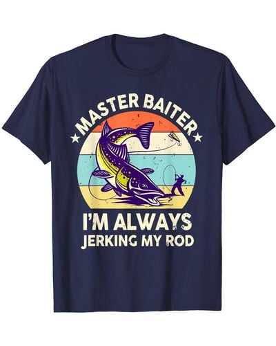 Caterpillar Master Baiter Trout Fishing-shirt Dad Grandpa Fisherman T-shirt - Blue