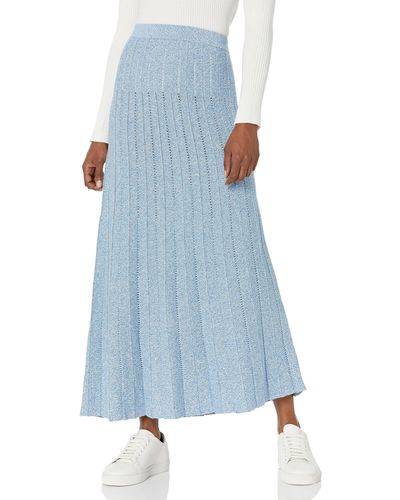 Monrow Hs0063-marled Sweater Pleated Skirt - Blue