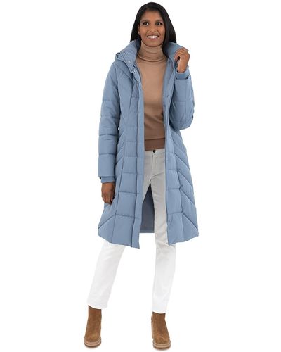 Kensie Long Storm Weight Puffer Coat With Hood - Black