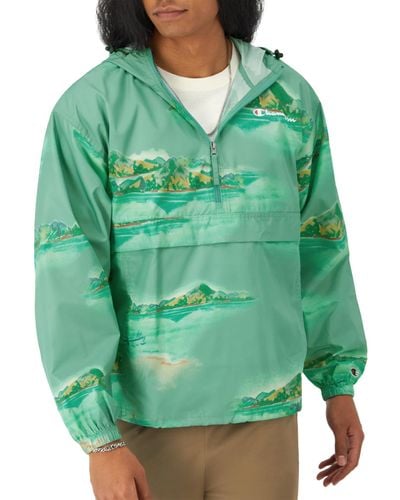 Champion , Stadium Packable Wind And Water Resistant Jacket - Green