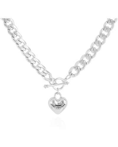 Juicy Couture Silvertone Heart Charm Necklace For - Metallic